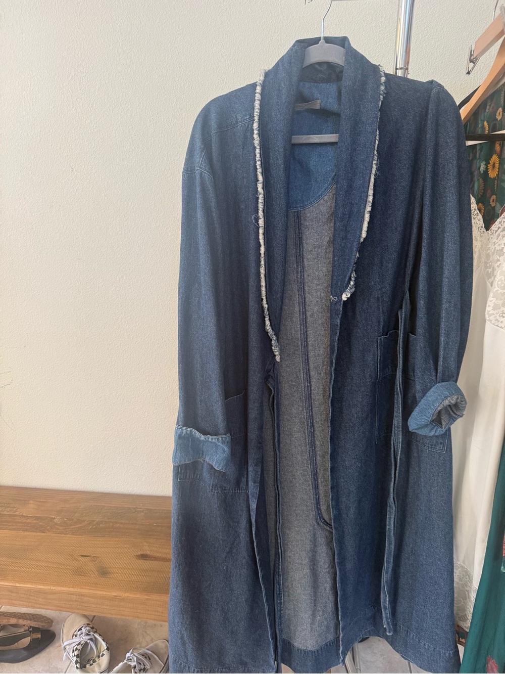 Raquel Allegra Indigo Denim Longline Robe